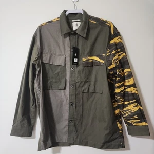 Neu mit Etikett $ 170 G-Star Raw Herren R-3N kastige Hemdjacke Schatten olivgrün gelb Größe L - Bild 1 von 14