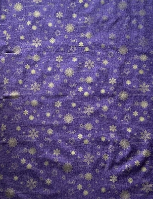Purple Fabric with Gold Snowflakes by the yard, 100% cotton - Image 1 of 4