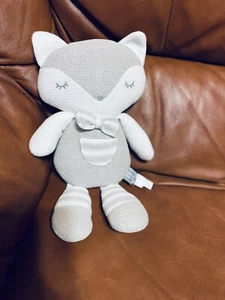 Living Textiles Charley Fox Knit Plush Gray White 14" 2018 Rattle Stuffed Animal - Picture 1 of 5