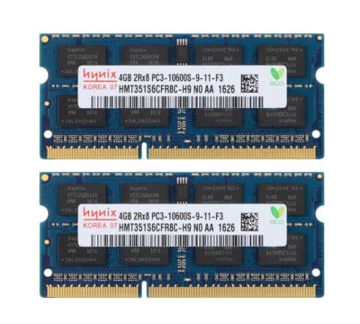 Hynix 8GB 8 GB 2X 4GB 4 GB DDR3 1333MHz PC3-10600S SODIMM Laptop Memory RAM 1.5V - Image 1 of 4