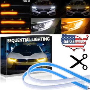 Tira de luz LED DRL 60 CM señal de giro secuencial de flujo blanco conmutador - Imagen 1 de 12