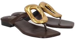 EXE STORM 268 CIABATTE INFRADITO SCARPE DONNA DA INFILARE BROWN GOLD ORNAMENT - Imagen 1 de 1