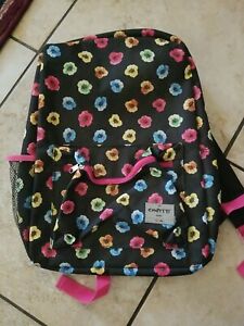 The Confetti Brand School Travel Weekend Bag Black Multi Color Flowers Pattern.