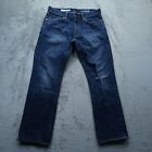 Gap 1969 Jeans Men's 32x30 Blue Regular Straight Rigid Denim Pants Distressed