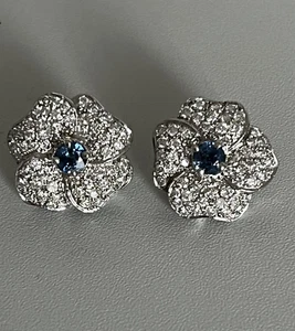 4184– Pendientes de oro gris zafiros diamantes - Imagen 1 de 5