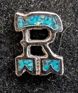 Vintage Metal Letter R with Resin Blue Hat Pin Size 3/4" L x 1/2" W - Picture 1 of 1