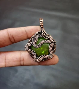 Peridot Pendant Copper Wire Wrapped Jewelry Handmade Peridot Gemstone Jewelry - Picture 1 of 10