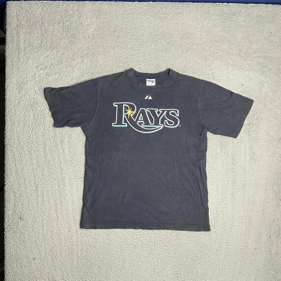 Tampa Bay Rays MLB Black Vintage Majestic Evan Longoria Shirt Boys 2XL - Image 1 of 4