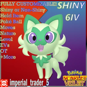 Pokémon Scharlachrot und Violett ✨GLÄNZEND✨ Sprigatito mit Best 6IV + Anpassbar - Bild 1 von 1