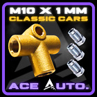 Classic Car M10 Brass 3-Way T Connector + 3 Short Male Nuts Kit For 3/16' Pipe