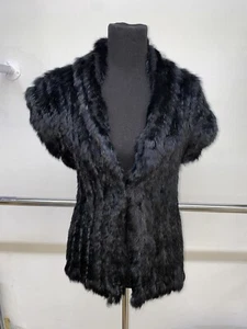 Woman’s Black Rabbit Fur Vest - One Size Fits Most - Picture 1 of 2