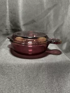 VISION by Corning Cranberry Glass Large Grab-it Bowl V-240-B & P-240-C Lid - Picture 1 of 12