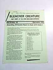 September 1993 New Orleans Zephyrs Team Newsletter Bleacher Creature 