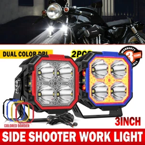 Motorcycle 2x 3" Cube Side Shooter LED Work Light offroad Driving Spot Pods DRL - Picture 1 of 13