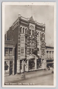 RPPC NEW ENGLAND CAFE Victoria, B.C. Canada Leonard Frank Vintage Photo Postcard - Picture 1 of 2