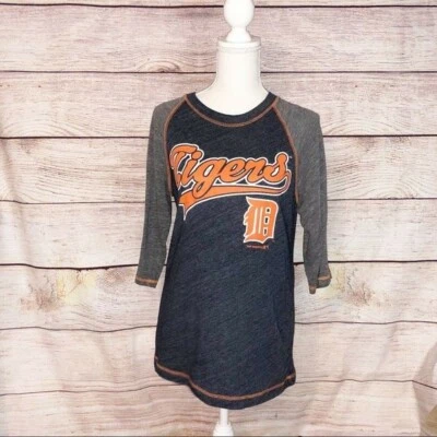 MLB Detroit Tigers Baseball T-Shirt Size L 3/4 sleeve Foto 1 de 4