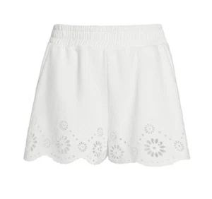 SplendidBrynn Cotton-Blend Eyelet White Shorts XS New Tag scalloped hem pockets - Picture 1 of 16
