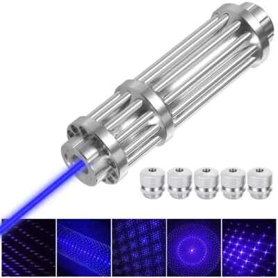 USB 450nm Blue Laser Pointer Visible Beam Light Torch Lazer Pen &5 Star Caps - image 1 of 4