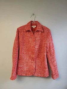 Coldwater Creek Women s Orange Tweed Textured Blazer Jacket size 8 - Picture 1 of 9