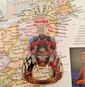 PHILADELPHIA USA🇺🇸Hard Rock CAFE®HRC🎸BOTTLE OPENER GUITAR MAGNET🎸V13 BELL🔔 - Picture 1 of 2