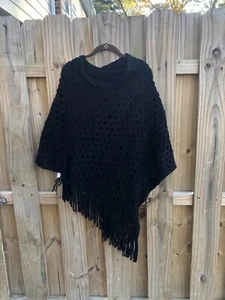 Muse Royale Cardigan Sweater Mesh Poncho Oversized Crochet Black Knit One Size - Picture 1 of 10