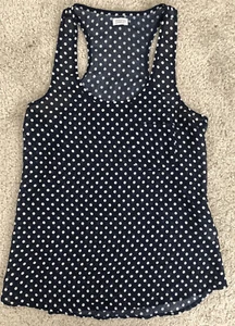 Charming Charlie Women’s Blue And White Polka Dot Tank Top Size Medium M - Picture 1 of 3