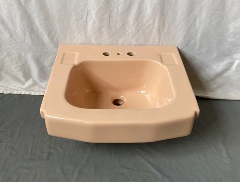 Vtg NOS 20x18 Suez Tan Porcelain Drop In Bath Sink Old Kohler Lavatory 235-23E Cover