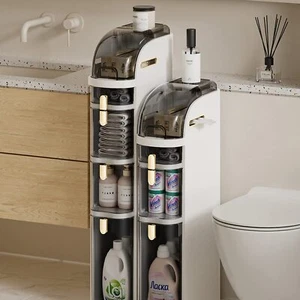 Bathroom Floor Storage Cabinet 7.09ณ Narrow Slim Organizer 3tiers Side Corner Un - Picture 1 of 5
