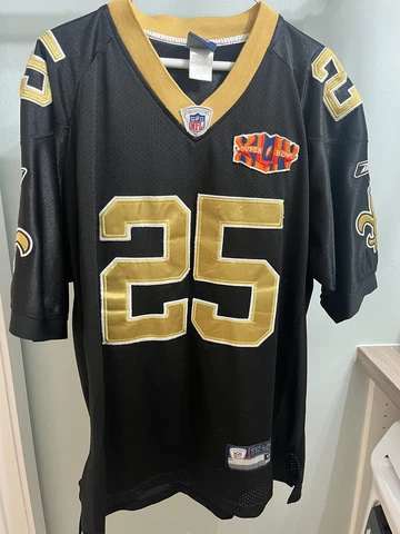 On Field Reebok Reggie Bush Saints Super Bowl 44 XLIV Patch Jersey Sz 50-Stitch Cover