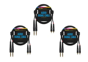 Audiokabel 2x RCA 6.3mm Monoklinke 0,75m Boston AC-273-075 Schwarz 3 Stück Audio - Bild 1 von 2