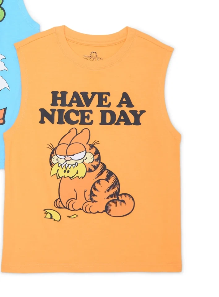 BOY'S garfield SUMMER TANK TOP SHIRT SIZE 4/5 6/7 8 10/12 14/16 18 NEW - Image 1 of 1