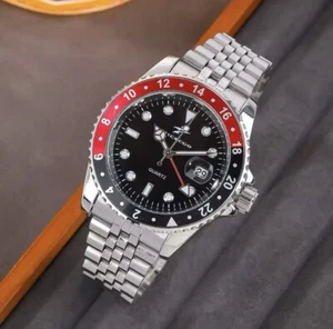 2024 Ricecgo 42mm “Coca-Cola” GMT Stainless Quartz Watch - Luxury Jubilee Steel - Picture 1 of 5