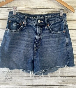 Pantalones cortos American Eagle para mujer 2 azules años 90 tiro más alto novio j364 - Imagen 1 de 4