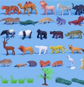 54Pcs Animals Figure Mini Jungle Toys Set, Realistic Wild Vinyl Plastic Animal - Picture 1 of 8