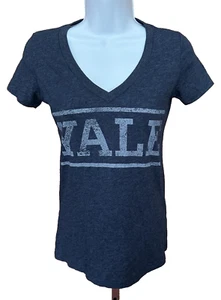 L.O.L Vintage Women's Blue V Neck YALE T-Shirt Size XS - Picture 1 of 6