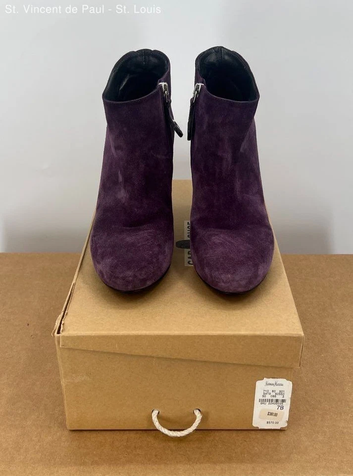 Bota de tornozelo feminina The Original Car Shoe camurça 2255531 camurça roxa zíper EUA 6.5 - Imagem 1 de 4