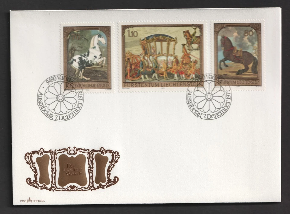 1978 Liechtenstein Paintings Horses FDC. Vaduz First Day Cover — 第 1/1 张图片