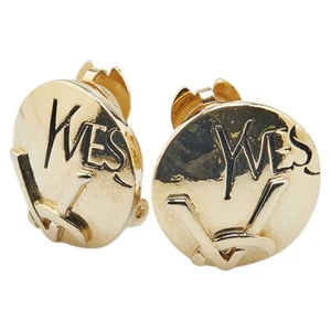 Saint Laurent Earrings YSL Cassandra Gold Authentic - Picture 1 of 24