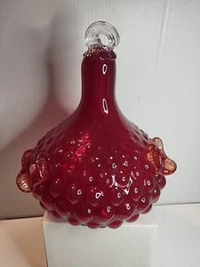 Hand blown Hobnail Ruby Red Art-glass 8” Tall hummingbird Feeder Vintage - Picture 1 of 6