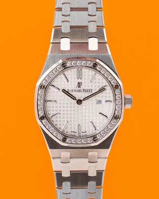 Audemars Piguet Royal Oak 33 mm 67651ST esfera blanca bisel diamante cuarzo Foto 1 de 4