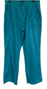 Landau Scrub Pants Women Size Large Aquablue Pro Flex Straight Cargo Medical - Picture 1 of 5