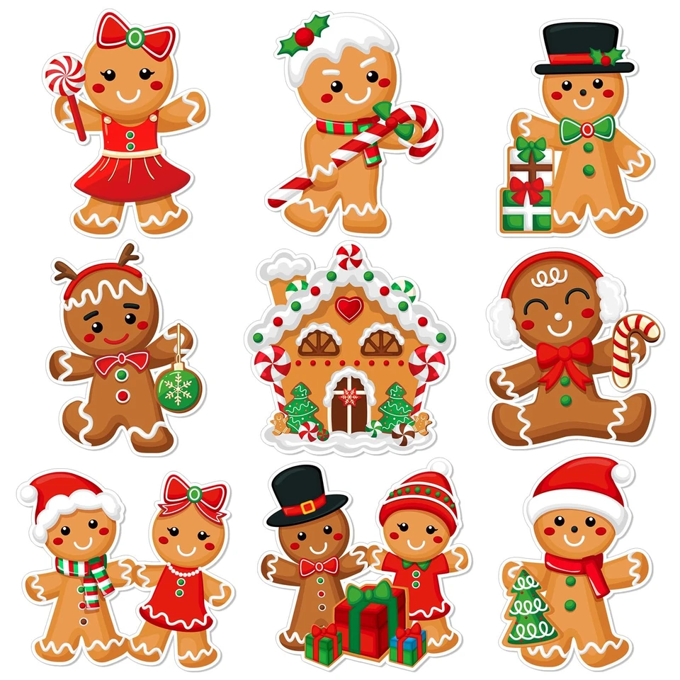 45 Pcs Gingerbread Cutouts Christmas Decorations Gingerbread Man Paper Cut Ou... - Image 1 of 4