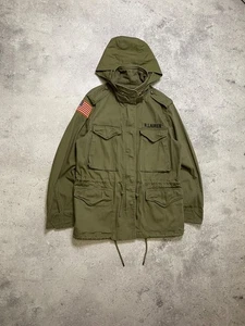 Polo Ralph Lauren Green Military Army Herringbone Cotton Jacket USA Flag Size XS - Picture 1 of 13