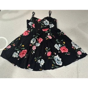 Old Navy Black Floral Fit and FlareCami Spaghetti Strap Midi Dress XL - Picture 1 of 3
