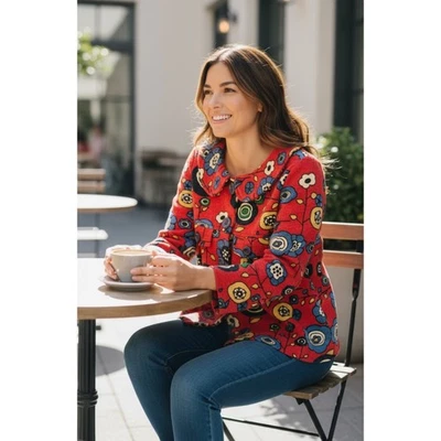 Chaqueta Top Ivy Jane Floral Tejida con Botones Rojo Azul Amarillo Mujer Mediana Foto 1 de 4