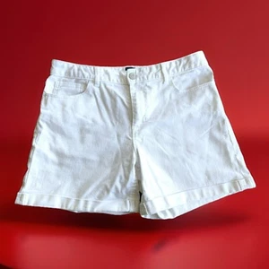 XLNT SZ 18 Teen XXL Gap Girls Classic White Denim Cuffed Cotton Shorts Stretch - Picture 1 of 6