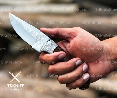 Handmade Bushcraft Knife with Leather Sheath -Full Tang Carbon Steel, Best Gift - Image 1 of 4