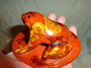 Estatuilla de rana roja esmaltada de cerámica Breininger escasa, 1993 - Imagen 1 de 5