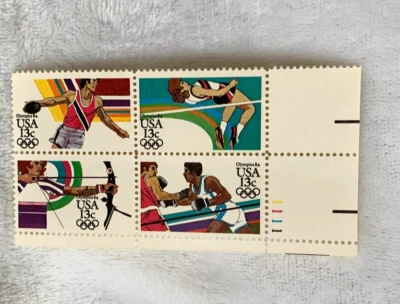 1984 US Stamp 1984 Summer Olympics Plate Block Of 4 13c Scott #2048-2051 - Image 1 of 4