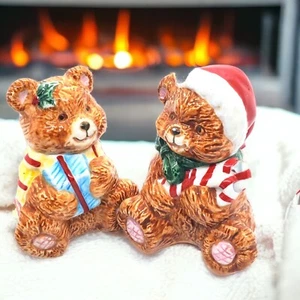 Teddybären sitzend Salz Pfefferstreuer Weihnachten Nikolausmütze Vintage Tischdeko - Bild 1 von 12